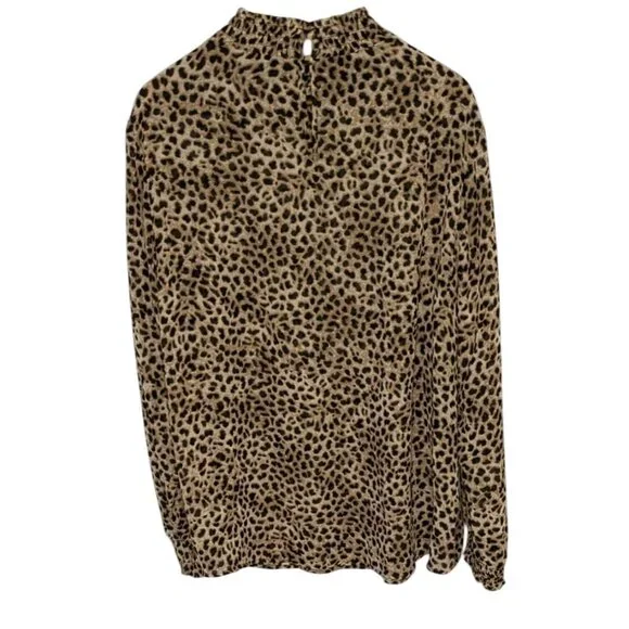 Torrid Women's Leopard Print Long Sleeve Blouse with Smocked Neck & Button Detai - Picture 2 of 12